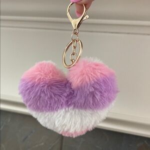 Fluffy faux fur Heart Keychain/bag charm